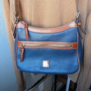 Dooney & Bourke Navy and Brown Leather Crossbody Bag